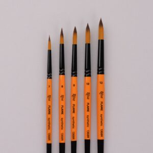 Synthetic Flat Brush, FLAME 1368F, Short Handle, ROSA