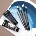 Synthetic Liner Brush, MOON 1203RL, Short Handle, ROSA
