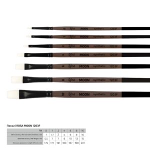 Synthetic Flat Brush, MOON 1203F, Short Handle, ROSA