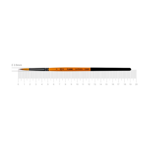 Synthetic Flat Brush, FLAME 1368F, Short Handle, ROSA