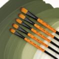 Synthetic Fan Brush, FLAME 1368FN, Short Handle, ROSA