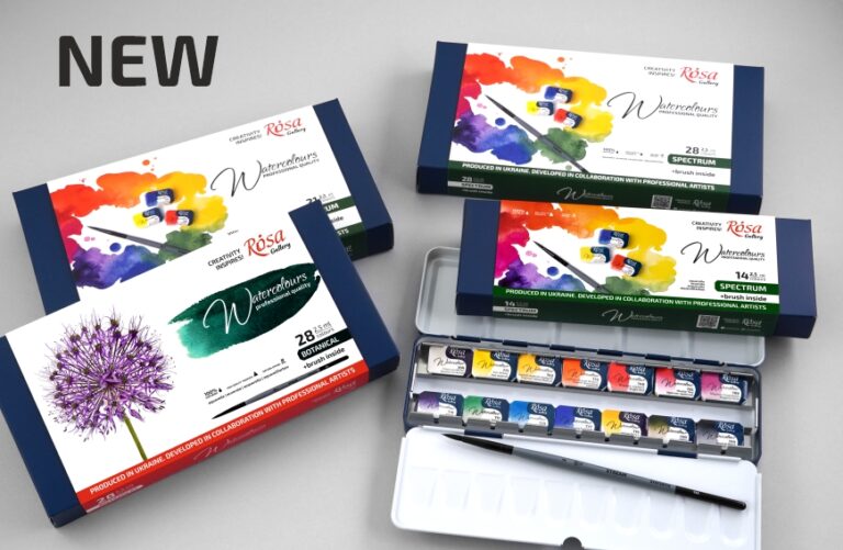 New sets of ROSA Gallery professional watercolor paints in cuvettes